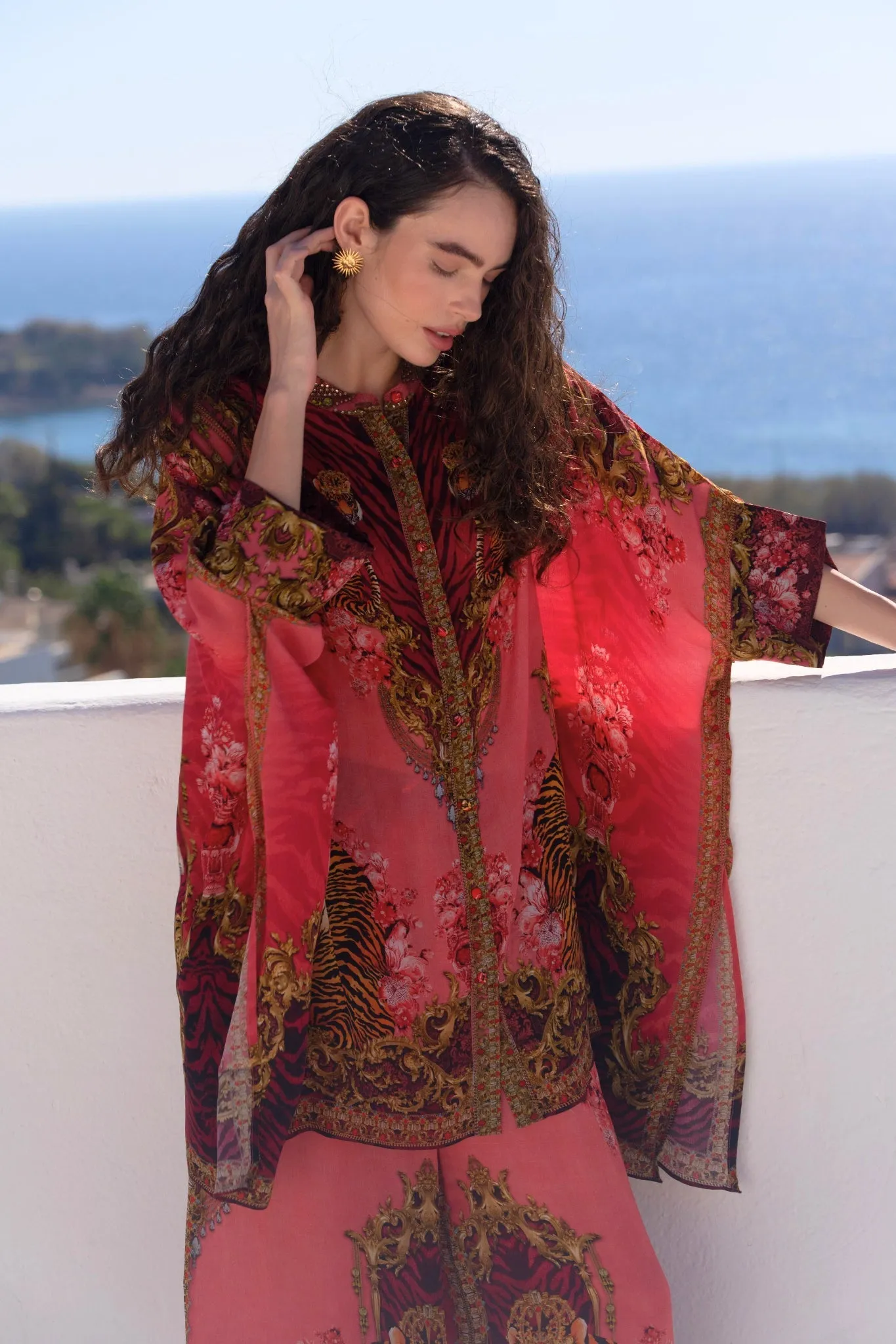 PINK TIGRESS KAFTAN TOP W SLEEVES sold by Czarina product image thumbnail 2