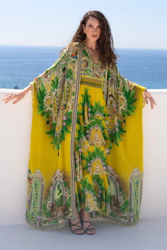 GOLDEN PALMS LONG CAPE sold by Czarina