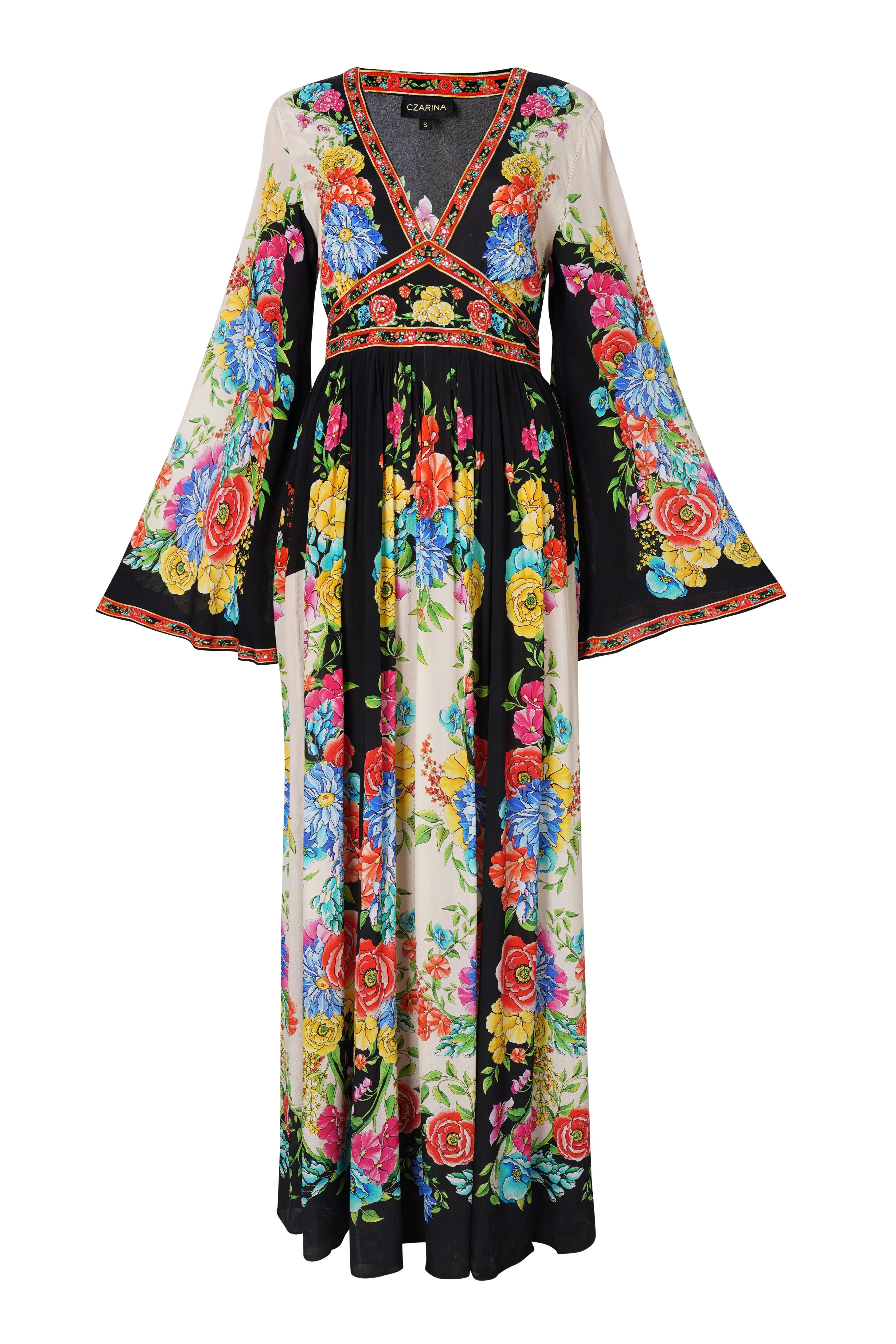 SPANISH FLOWER MAXI DRESS W FLARE SLEEVES sold by Czarina product image thumbnail 2