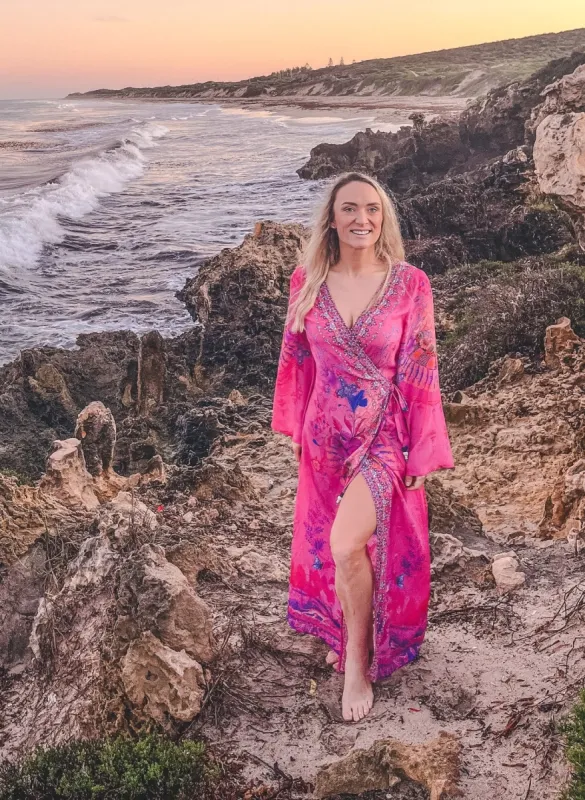 PINK FEELING WRAP DRESS sold by Czarina