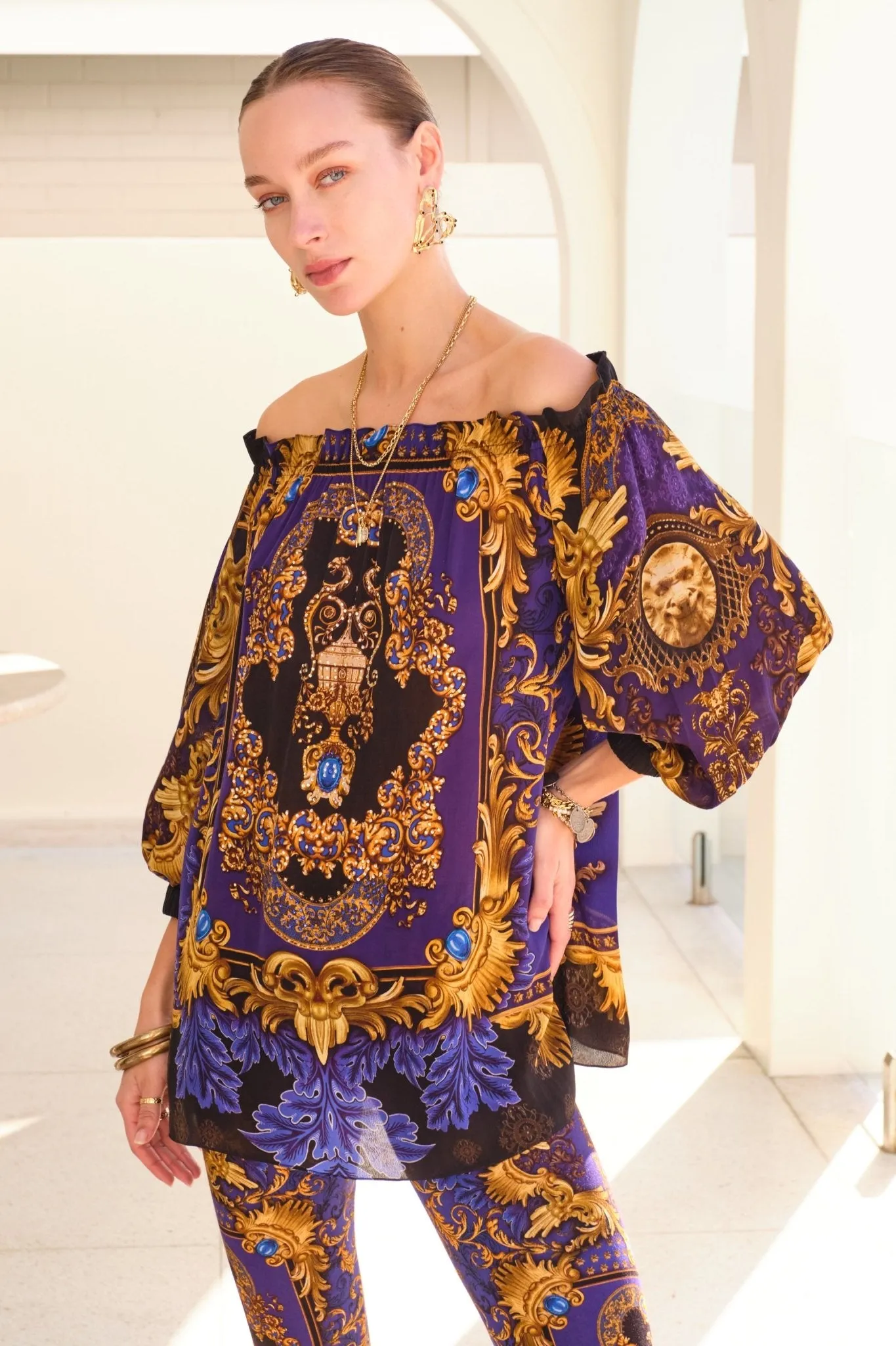 MIDNIGHT BLUE OFF SHOULDER TOP sold by Czarina