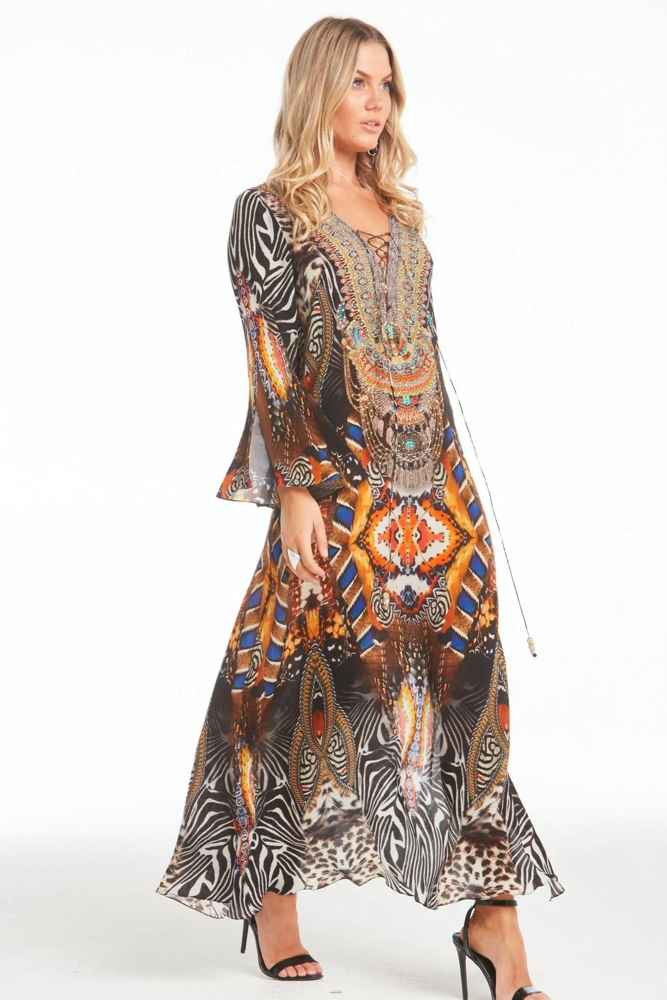 Wild Leopard Maxi Dress W Sleeves sold by Czarina product image thumbnail 4