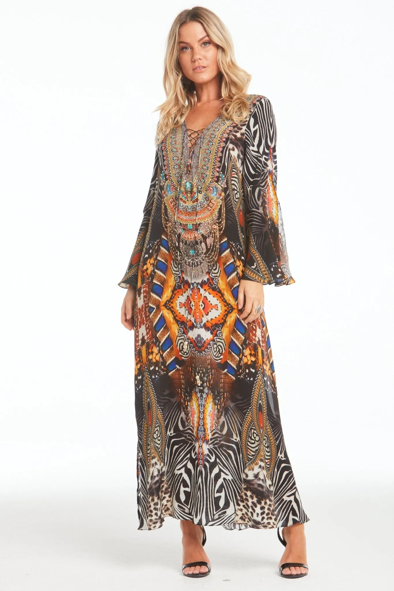 Wild Leopard Maxi Dress W Sleeves sold by Czarina product image thumbnail 2