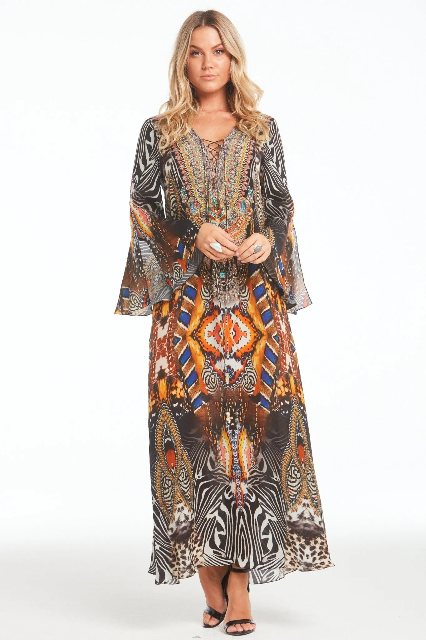 Wild Leopard Maxi Dress W Sleeves sold by Czarina product image thumbnail 3
