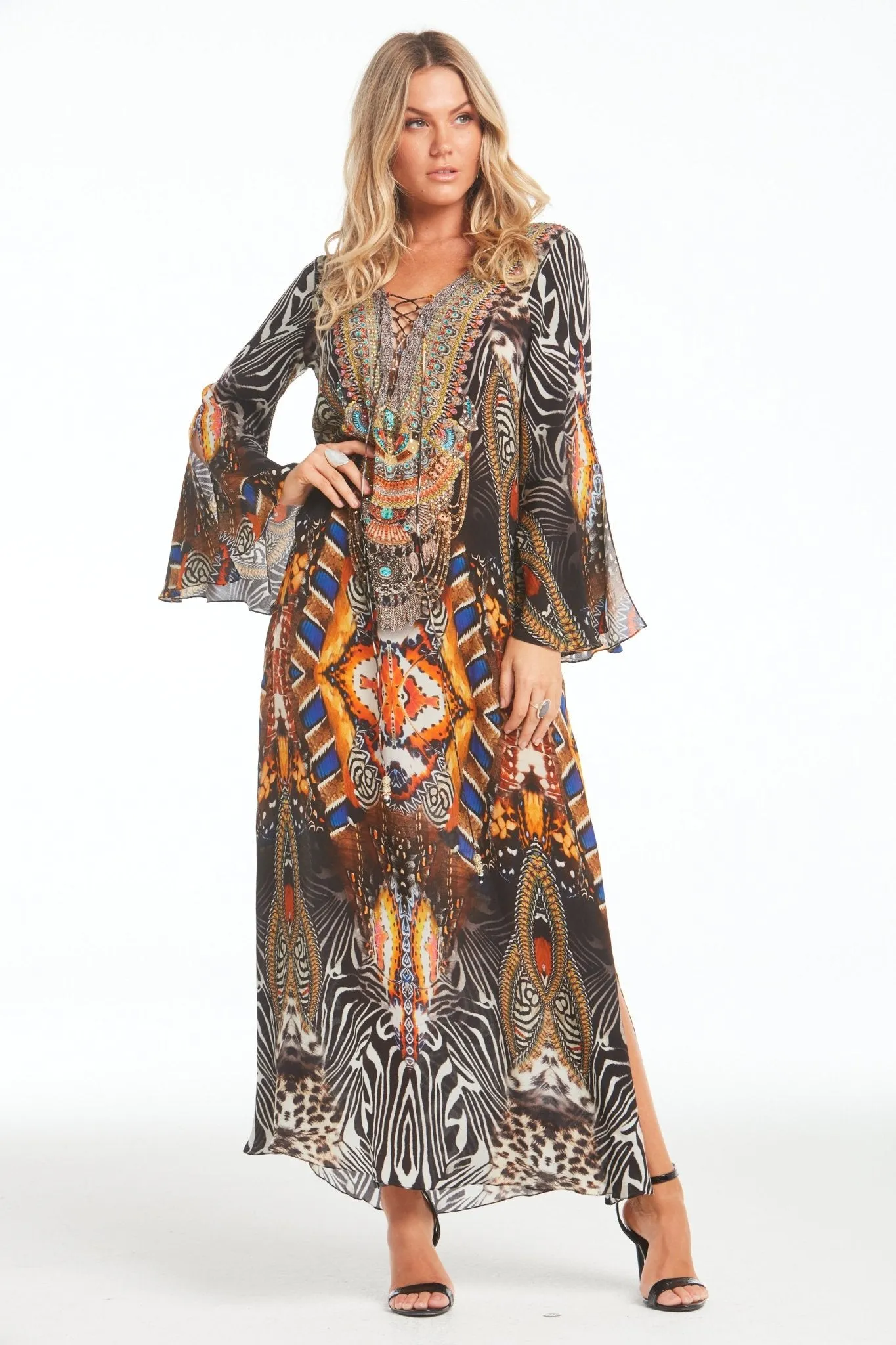 Wild Leopard Maxi Dress W Sleeves sold by Czarina