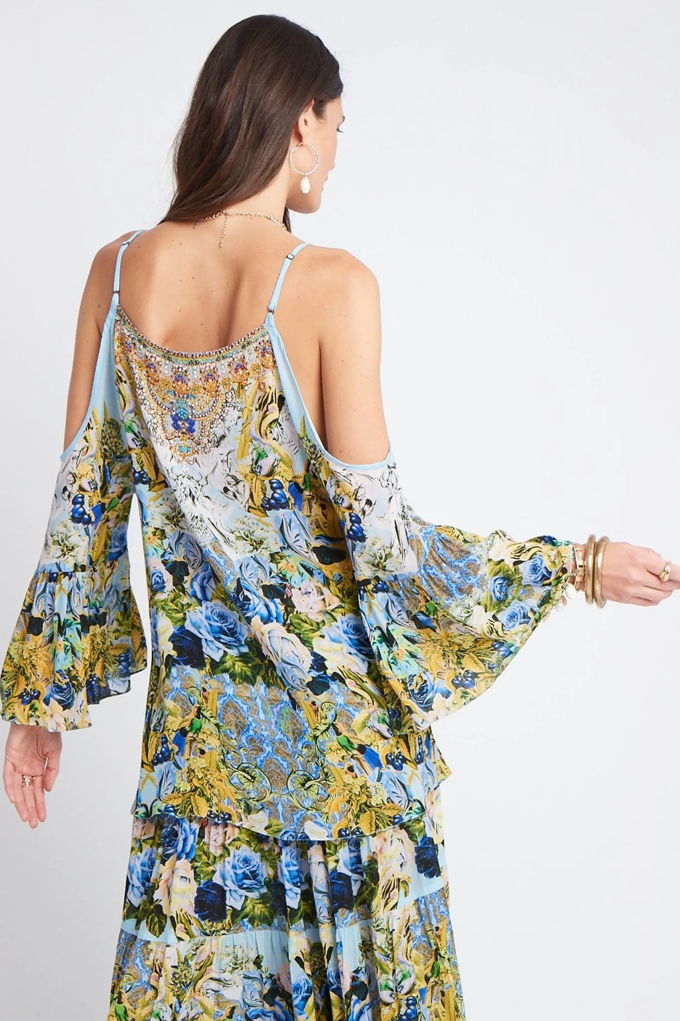 SUMMER BLUES COLD-SHOULDER FRILL TOP sold by Czarina product image thumbnail 4