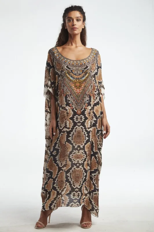 Wild Desert Round-Neck Long Kaftan sold by Czarina
