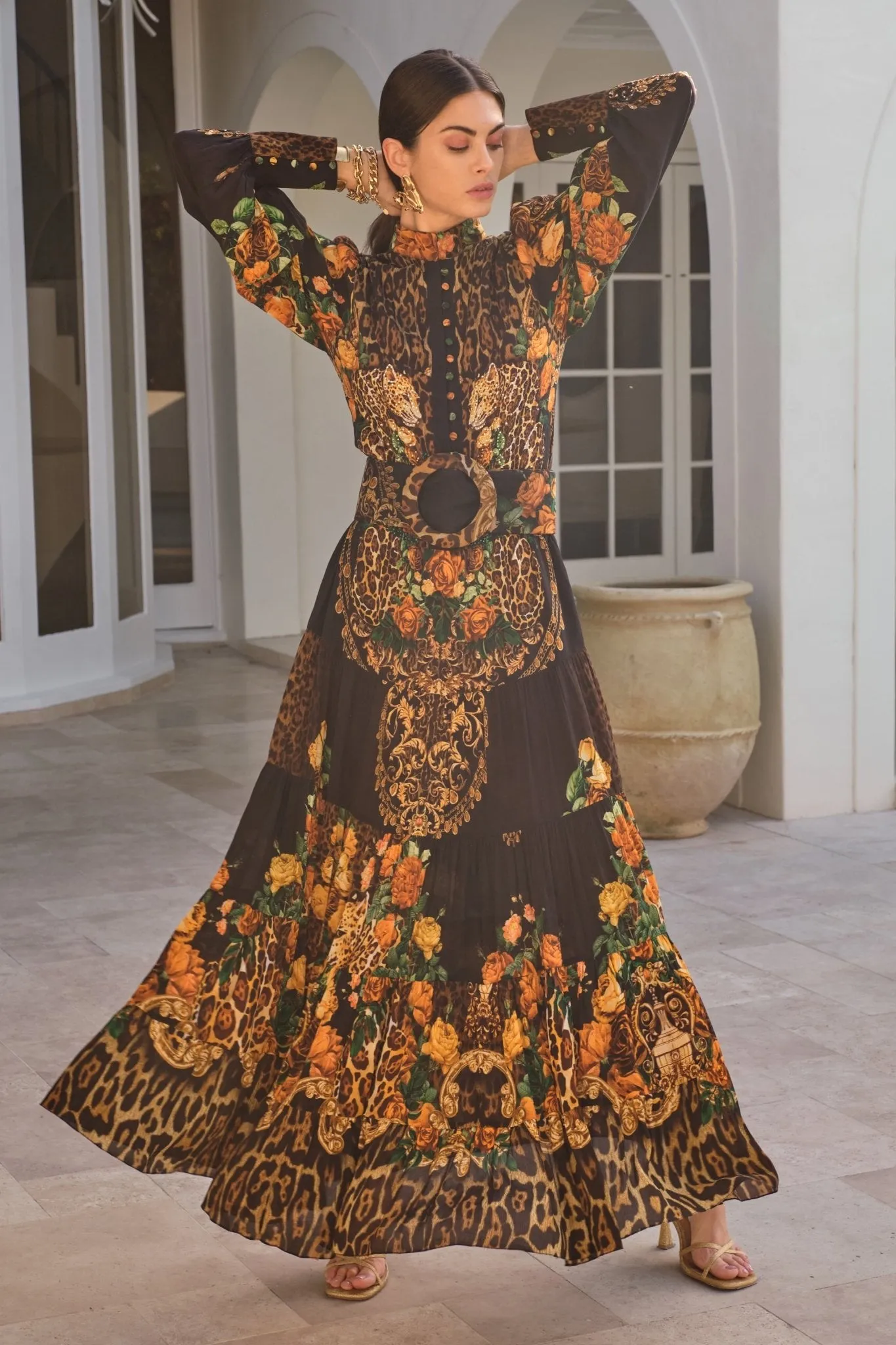 BLACK LEOPARDESS BUTTON DOWN MAXI DRESS sold by Czarina product image thumbnail 3