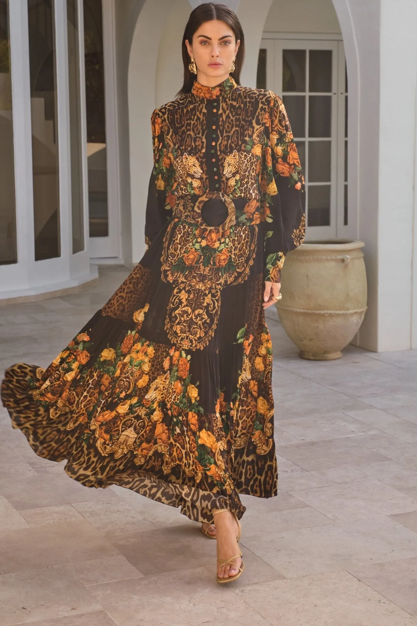 BLACK LEOPARDESS BUTTON DOWN MAXI DRESS sold by Czarina product image thumbnail 4