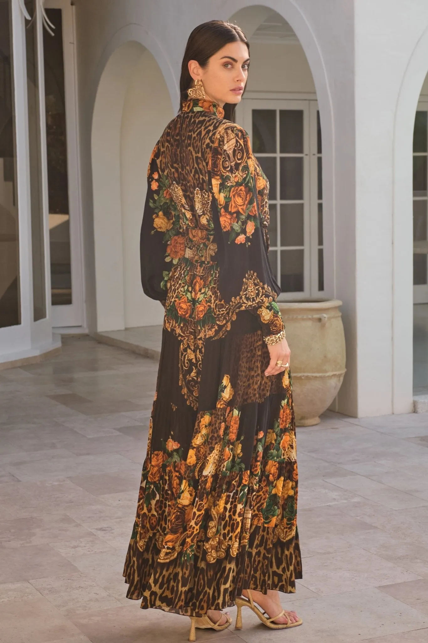BLACK LEOPARDESS BUTTON DOWN MAXI DRESS sold by Czarina product image thumbnail 5