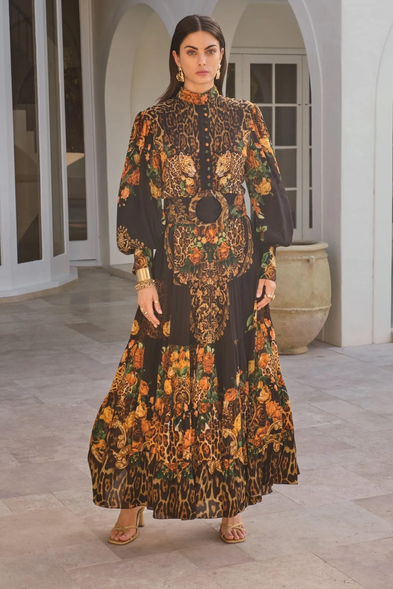 BLACK LEOPARDESS BUTTON DOWN MAXI DRESS sold by Czarina product image thumbnail 2