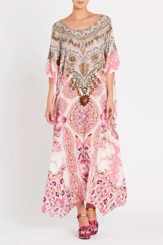 Bohemian Blush Round-Neck Long Kaftan sold by Czarina