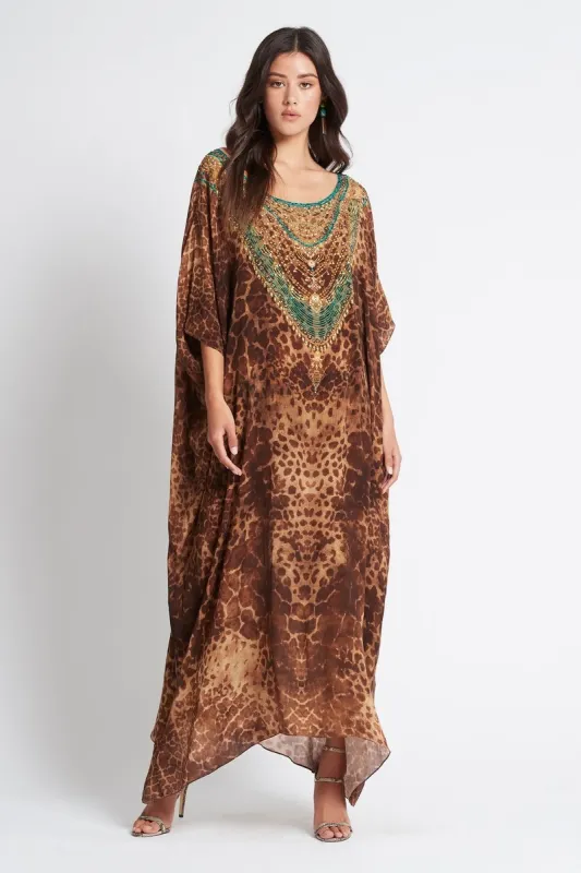 Gaia Round-Neck Long Kaftan sold by Czarina