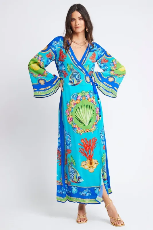 DEEP IN THE OCEAN WRAP DRESS sold by Czarina