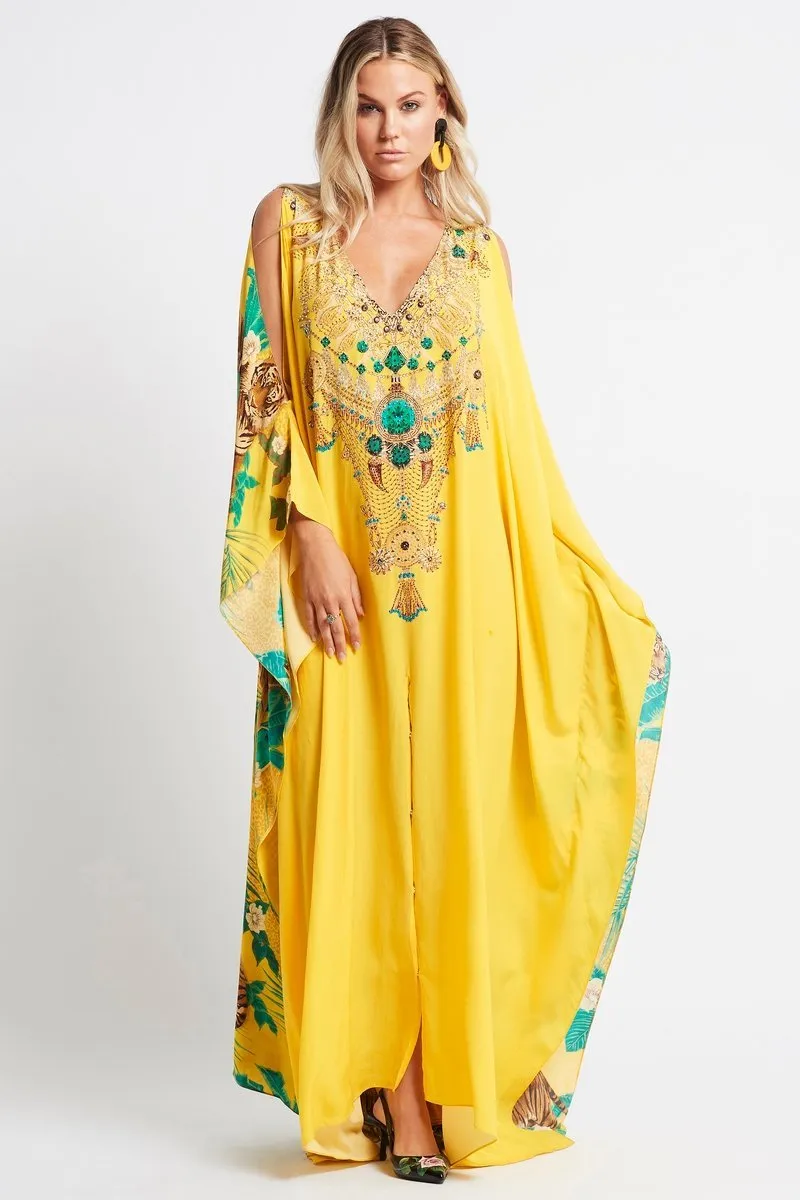 TROPICAL TIGRESS BIG WIDTH 100% SILK KAFTAN sold by Czarina product image thumbnail 2