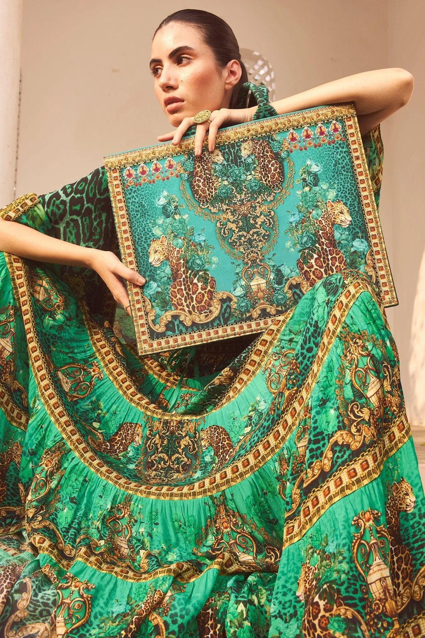 EMERALD LEOPARDESS TOTE BAG sold by Czarina