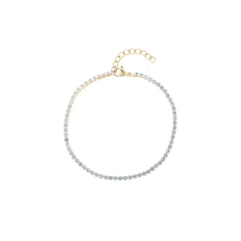 TENNIS CHAIN BRACELET 2 MM LIGHT BLUE sold by DARK Department