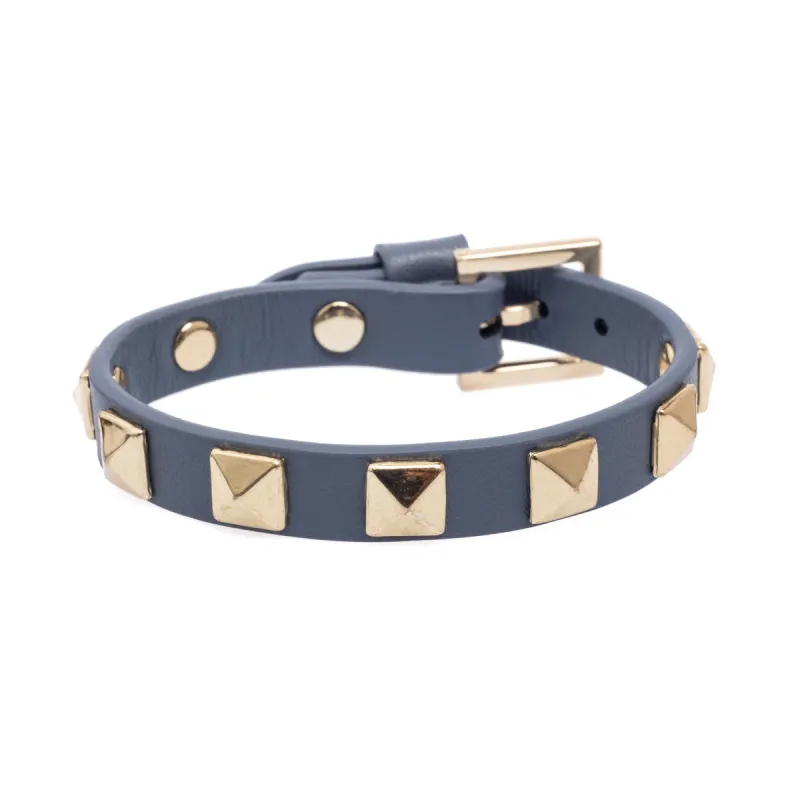 LEATHER STUD BRACELET STEEL BLUE sold by DARK Department