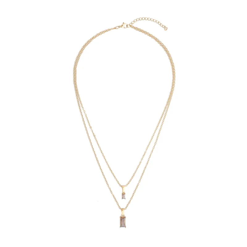 BAGUETTE CRYSTAL NECKLACE SOFT BROWN sold by DARK Department