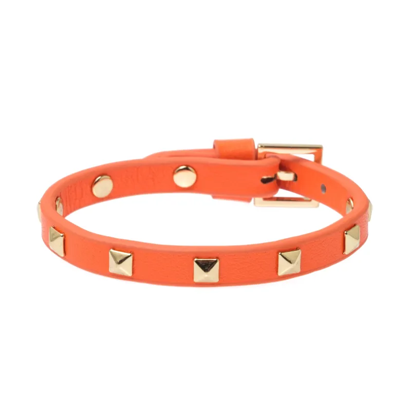 LEATHER STUD BRACELET MINI HOT ORANGE sold by DARK Department