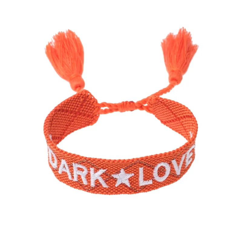 WOVEN FRIENDSHIP BRACELET - "Dark Love" Orange W/White sold by DARK Department