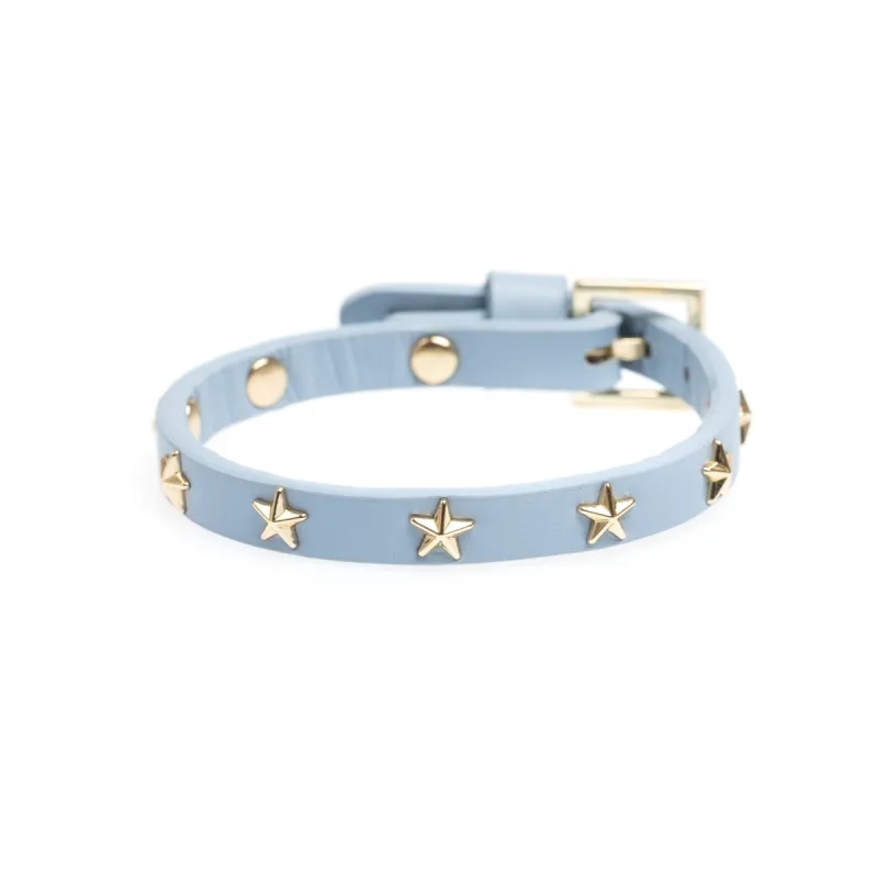 LEATHER STAR STUD BRACELET MINI LIGHT BLUE sold by DARK Department