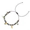 STONE BEAD BRACELET 6 MM W/CHARMS - CHOCOLATE BROWN W/GOLD sold by DARK Department