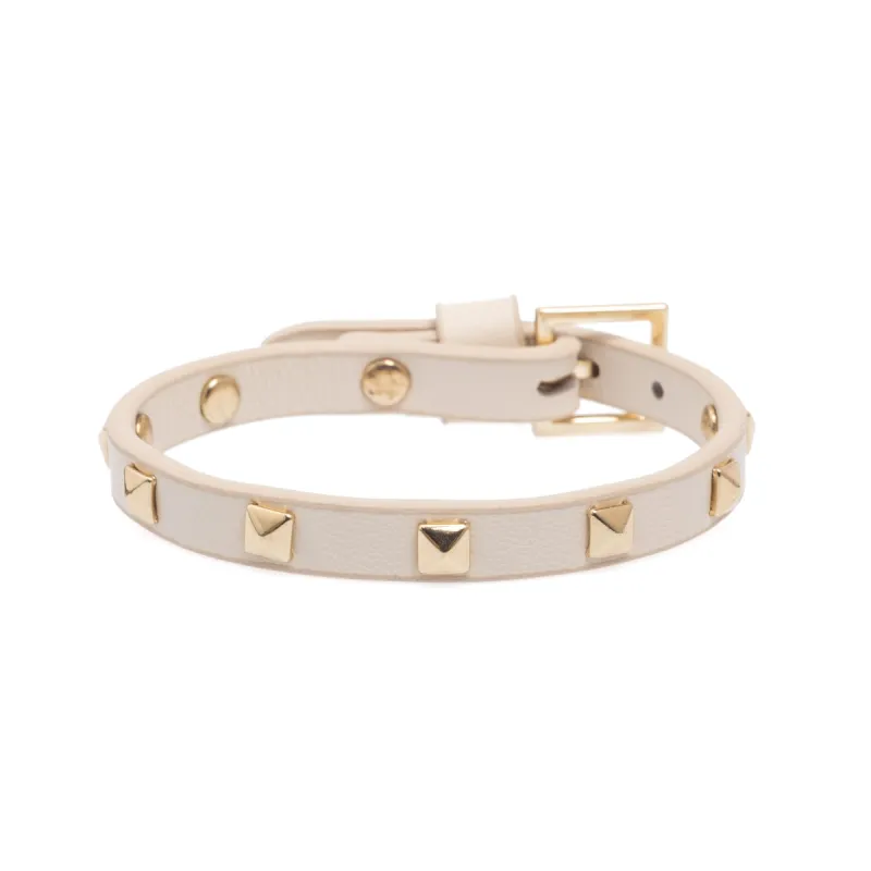 LEATHER STUD BRACELET MINI VANILLA sold by DARK Department