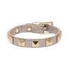 LEATHER STUD BRACELET CHAMPAGNE METALLIC sold by DARK Department