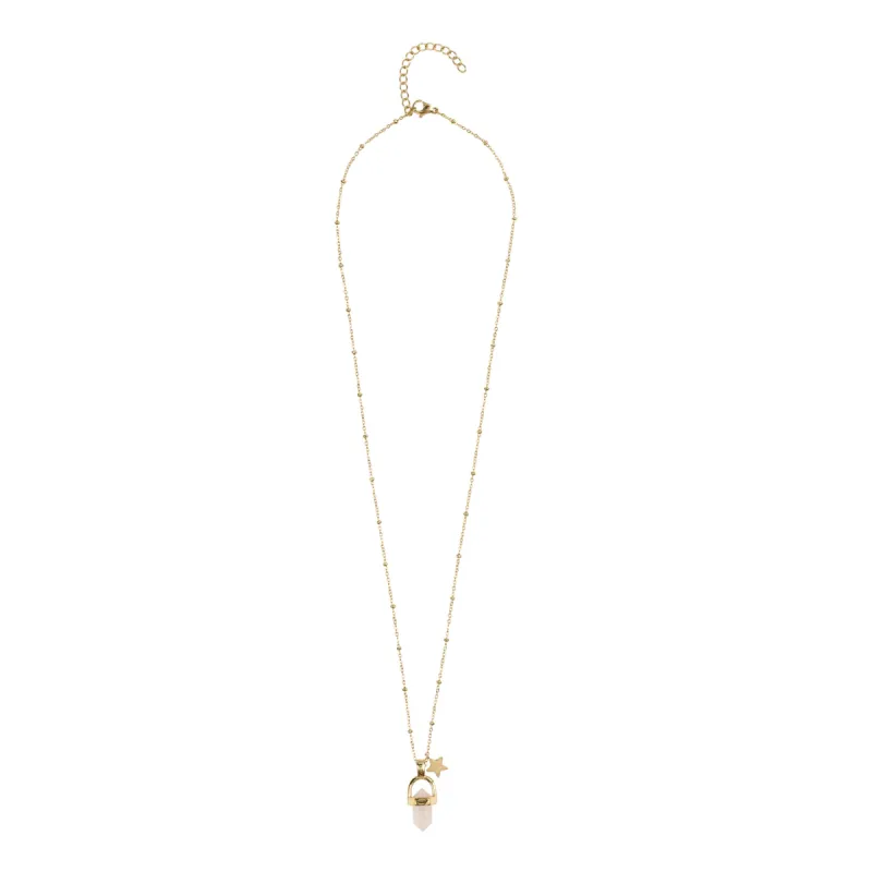 ROSE QUARTZ NECKLACE GOLD sold by DARK Department