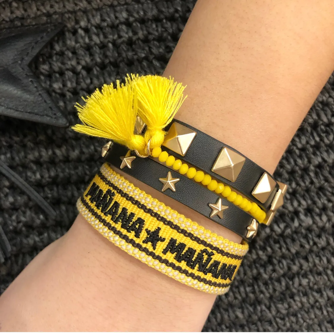 WOVEN FRIENDSHIP BRACELET - "MAÑANA MAÑANA" YELLOW sold by DARK Department product image thumbnail 2