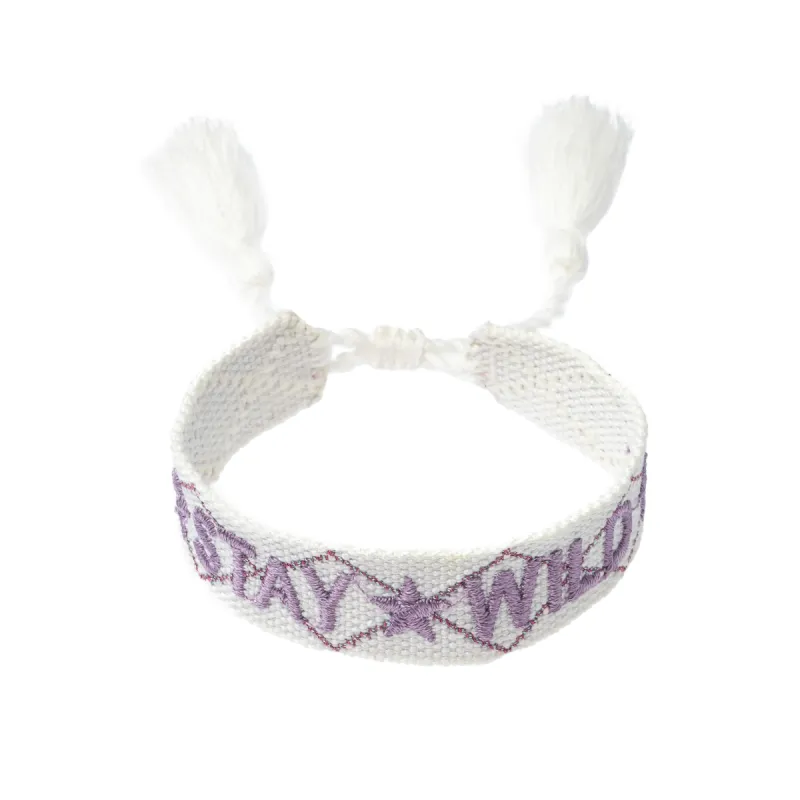 WOVEN FRIENDSHIP BRACELET - "Stay Wild" White W/Lavendel sold by DARK Department