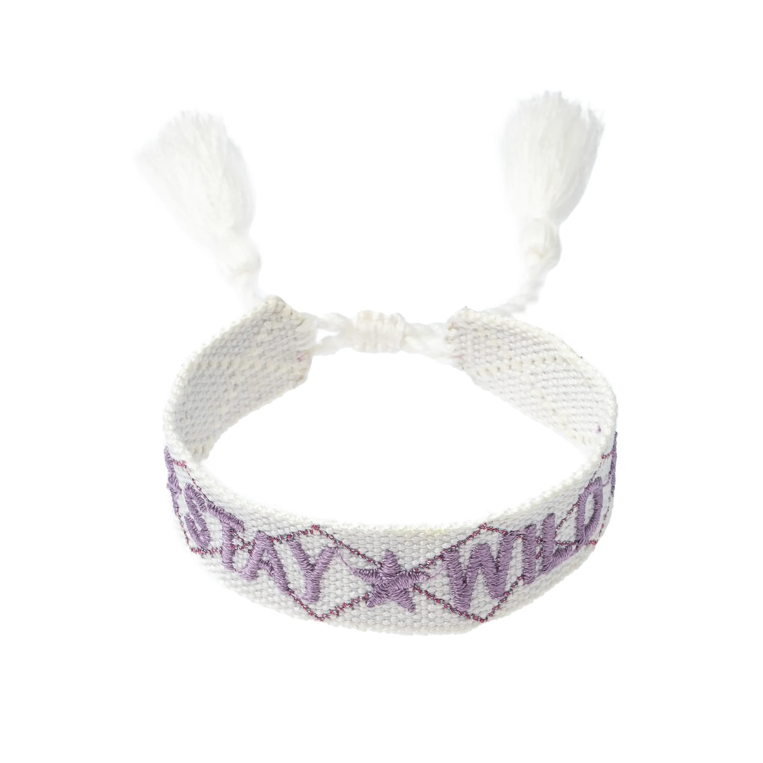 WOVEN FRIENDSHIP BRACELET - "Stay Wild" White W/Lavendel sold by DARK Department
