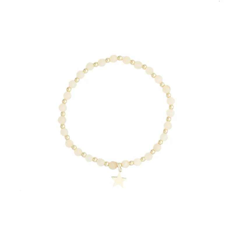 STONE BEAD BRACELET 4 MM W/GOLD BEADS YELLOW JADE sold by DARK Department