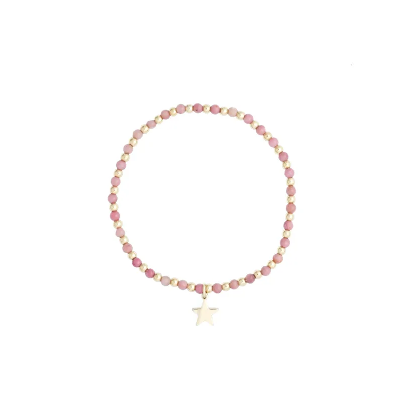 STONE BEAD BRACELET 3 MM W/GOLD BEADS DUSTY ROSE sold by DARK Department