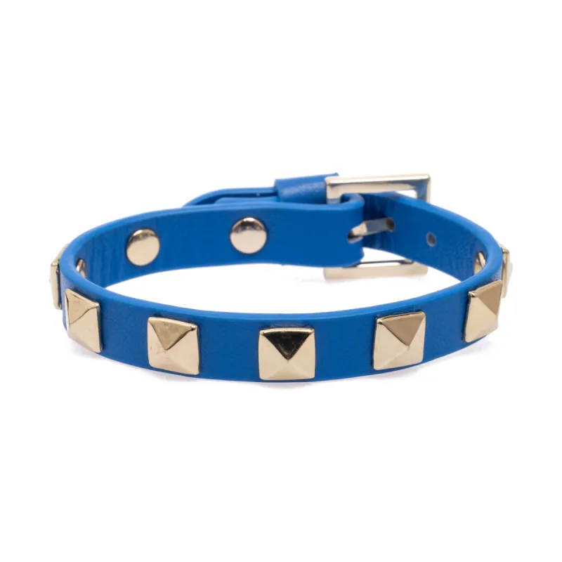 LEATHER STUD BRACELET STRONG BLUE sold by DARK Department