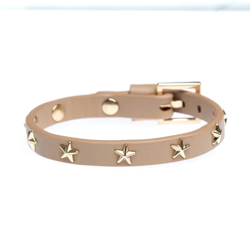 LEATHER STAR STUD BRACELET MINI CAMEL sold by DARK Department