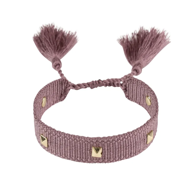 WOVEN FRIENDSHIP BRACELET THIN W/STUD - DUSTY GRAPE sold by DARK Department