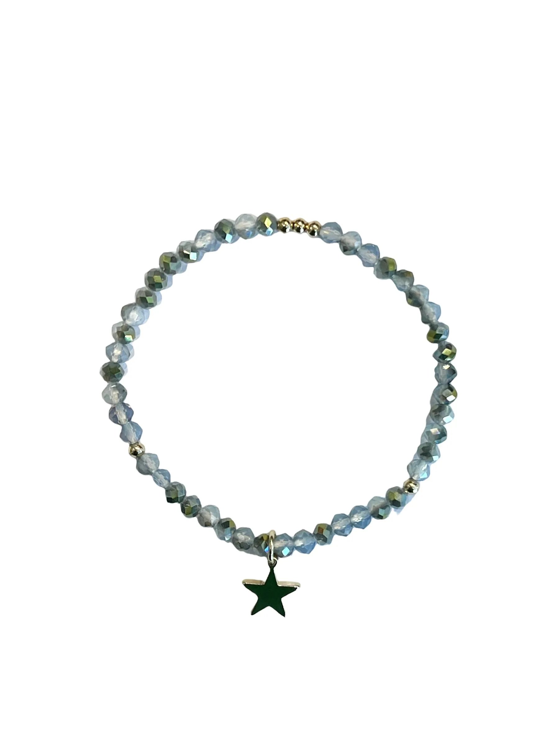 CRYSTAL BEAD BRACELET 4 MM SPARKLED COOL BLUE sold by DARK Department