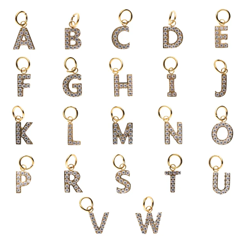 CRYSTAL LETTER CHARM GOLD sold by DARK Department