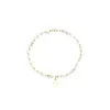 STONE BEAD BRACELET 3 MM W/GOLD BEADS WHITE MARBLE sold by DARK Department
