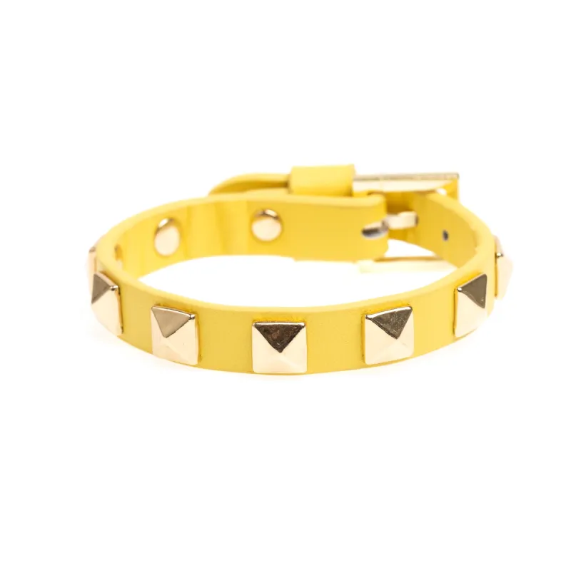 LEATHER STUD BRACELET YELLOW sold by DARK Department