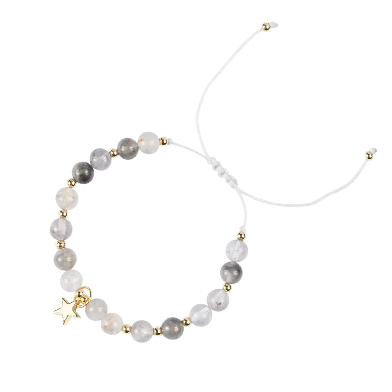 STONE BEAD BRACELET 6 MM COOL GREY sold by DARK Department