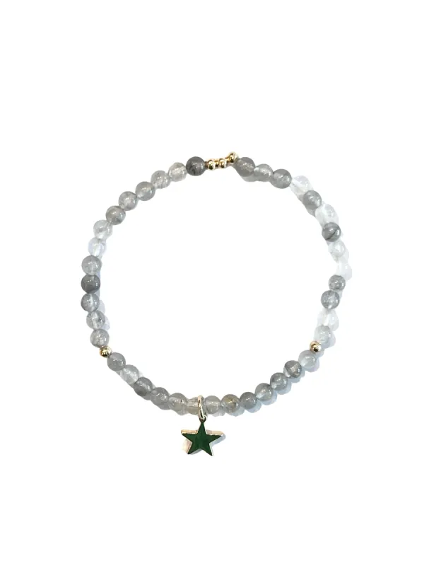 STONE BEAD BRACELET 4 MM COOL GREY sold by DARK Department