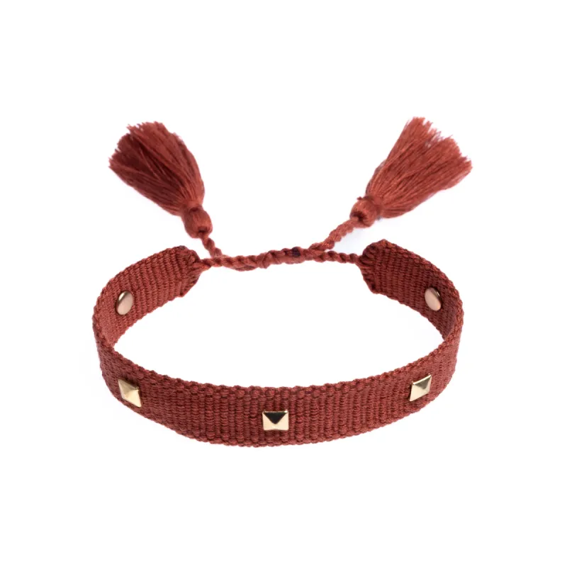 WOVEN FRIENDSHIP BRACELET THIN W/STUD - MAHOGANY sold by DARK Department