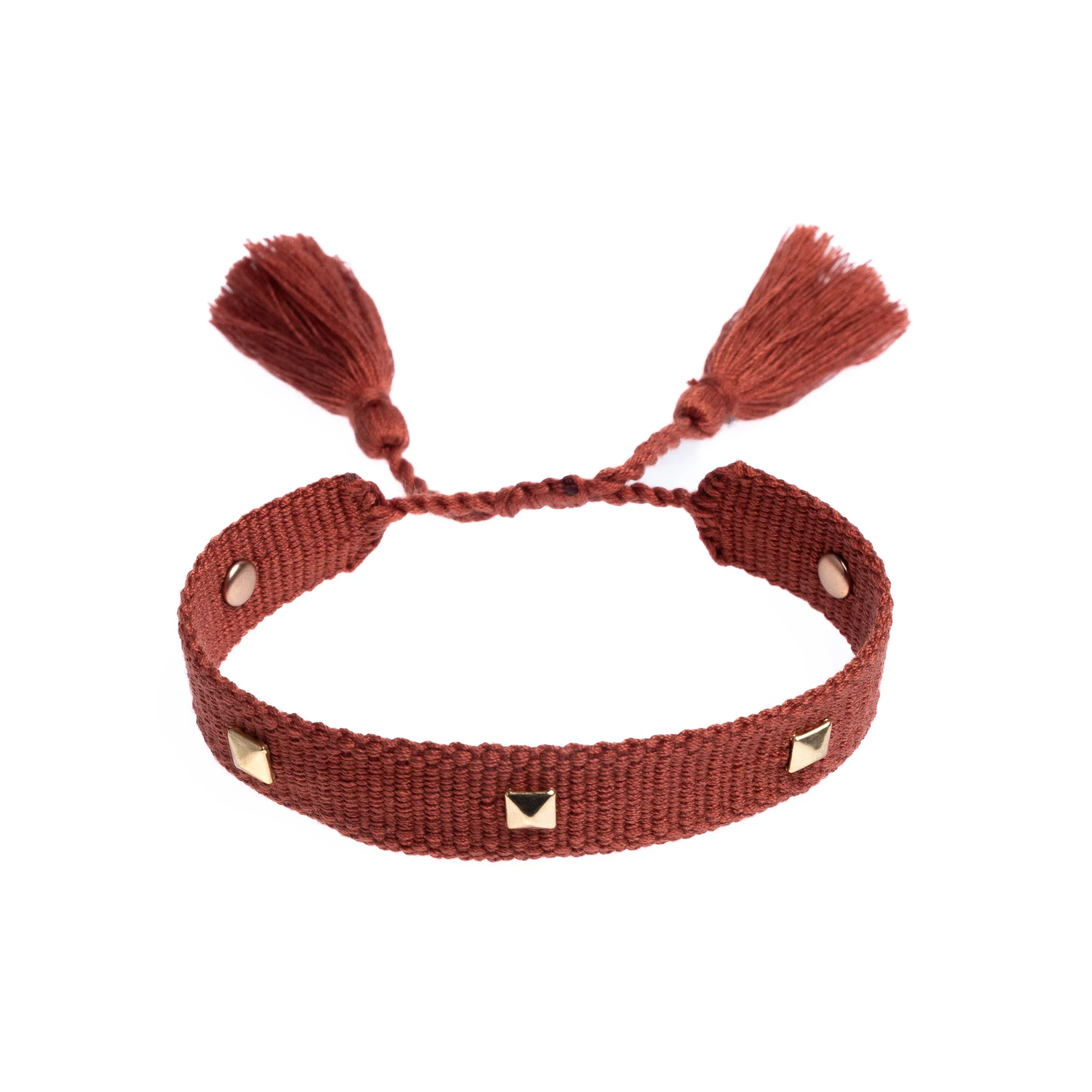 WOVEN FRIENDSHIP BRACELET THIN W/STUD - MAHOGANY sold by DARK Department