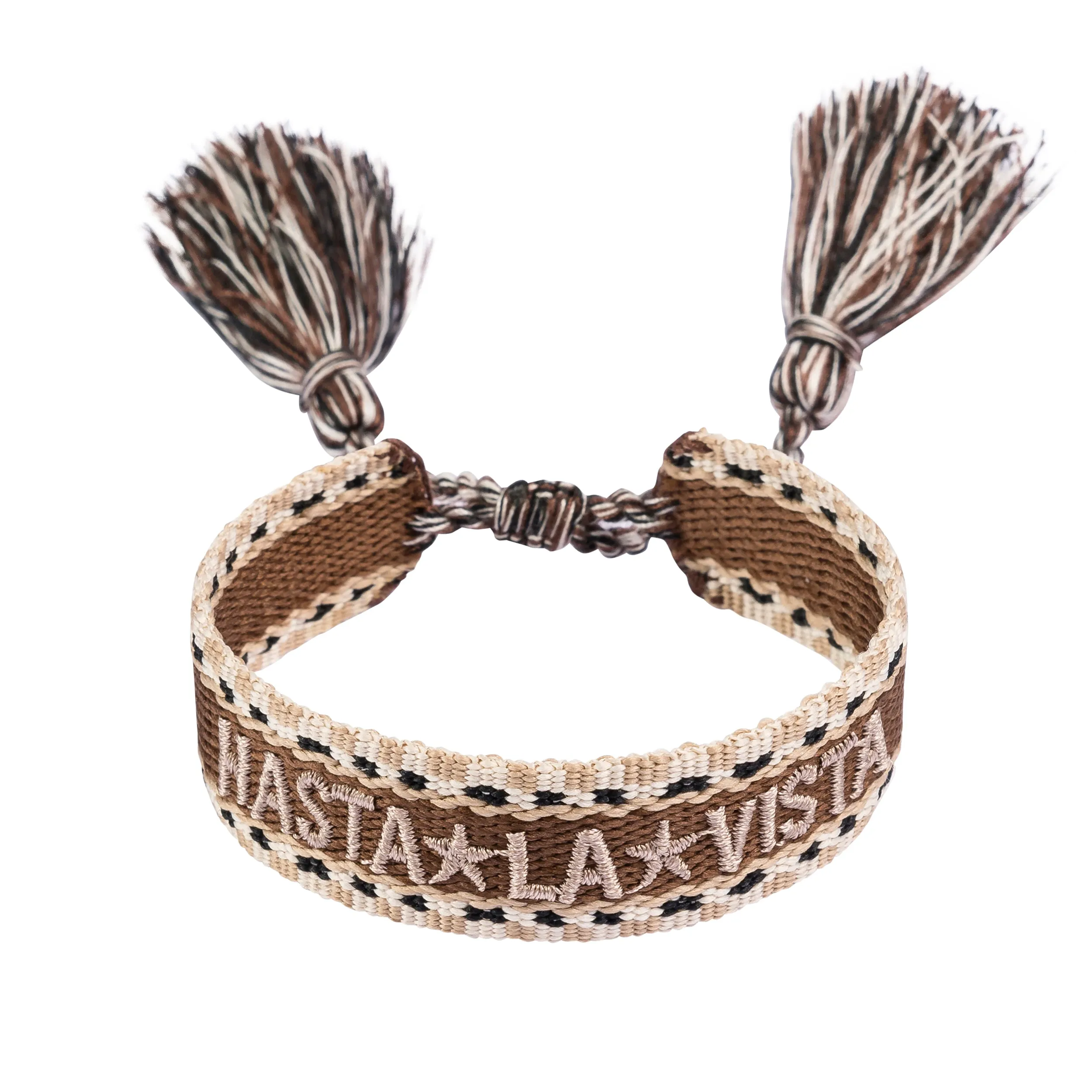 WOVEN FRIENDSHIP BRACELET - "HASTA LA VISTA" COGNAC sold by DARK Department