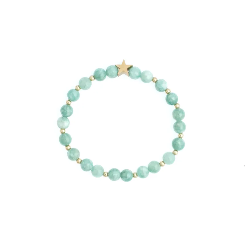 STONE BEAD BRACELET 6 MM W/GOLD BEADS GREEN JADE sold by DARK Department