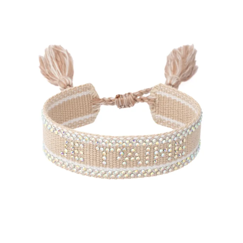 WOVEN FRIENDSHIP BRACELET W/CRYSTALS "Je T'aime" Sand sold by DARK Department