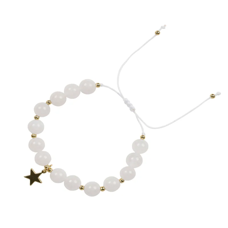 STONE BEAD BRACELET 8 MM WHITE JADE sold by DARK Department